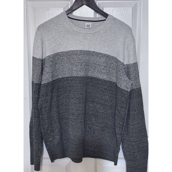GAP Other - Gap Mainstay Knit‎ Sweater Mens Large pullover Long-Sleeve Crew Two Tone Gray